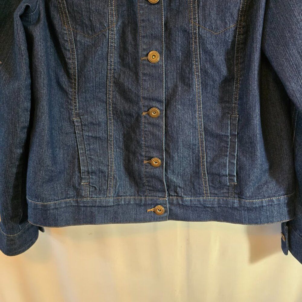 BANDOLINO SIZE LARGE BLUE DENIM JACKET FUNCTIONAL FRONT POCKETS BUTTON FRONT - Picture 4 of 8